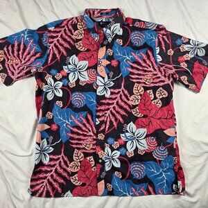 Reyn Spooner San Clemente Mens XL Classic Fit Hawaiian Shirt Red Blue Floral